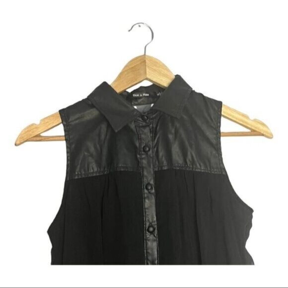 𝅺Doe & Rae Black Chiffon Tunic Dress Button Front Sz S - Picture 5 of 11